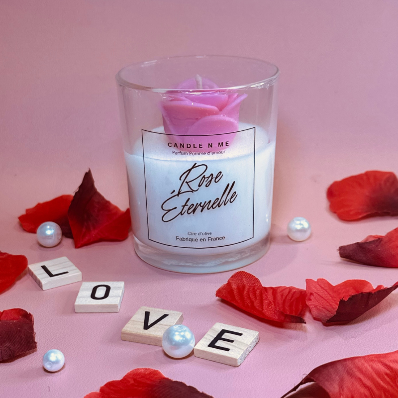 Bougie " Rose éternelle"