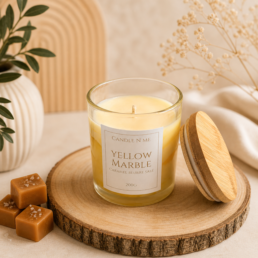 Bougie Yellow Marble - Caramel beurre salé