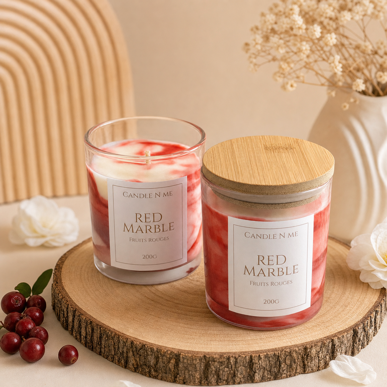Bougie Red Marble - Fruits rouges