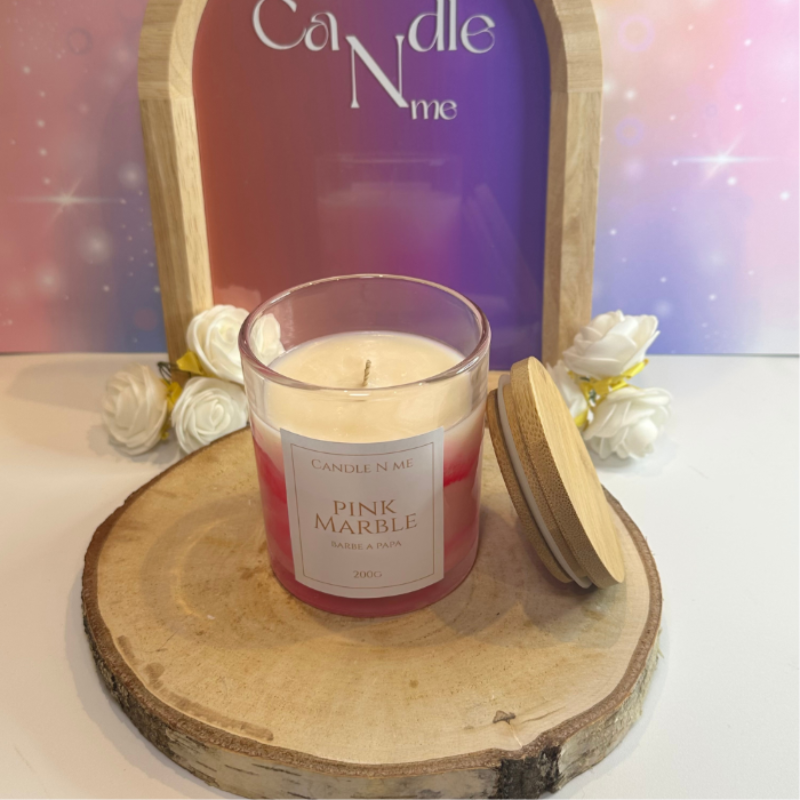 Précommande - Bougie Pink Marble - Barbe à papa  ( 2 à 7 jours)