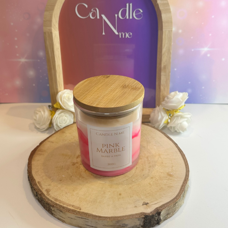 Précommande - Bougie Pink Marble - Barbe à papa  ( 2 à 7 jours)
